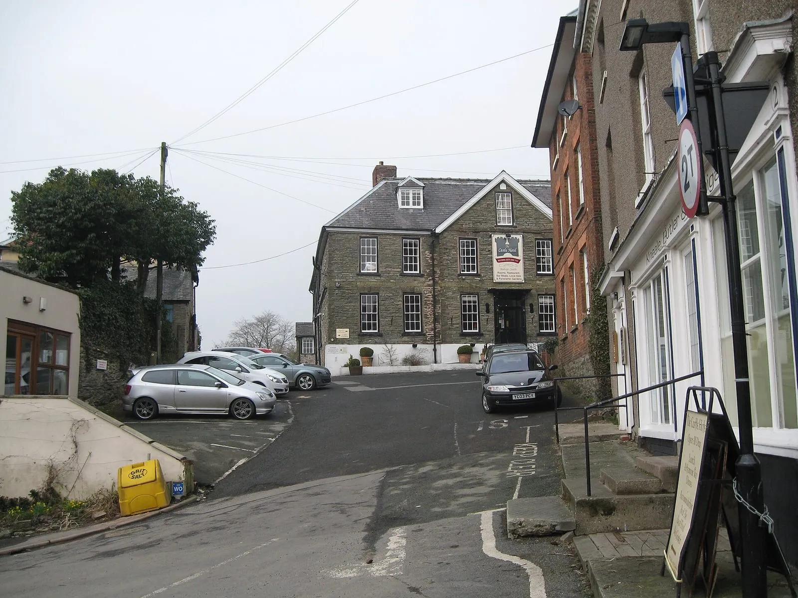 The Castle Hotel and stone houses on the steep main street of Bishop’s Castle — CCTV Drain Surveys in Bishop’s Castle