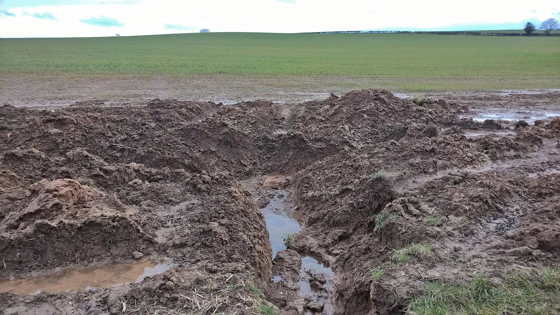 Preparing to repair a blocked field drain